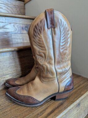 Boulet Leather Cowboy Boots Cognac Brown Women's Size 8 C